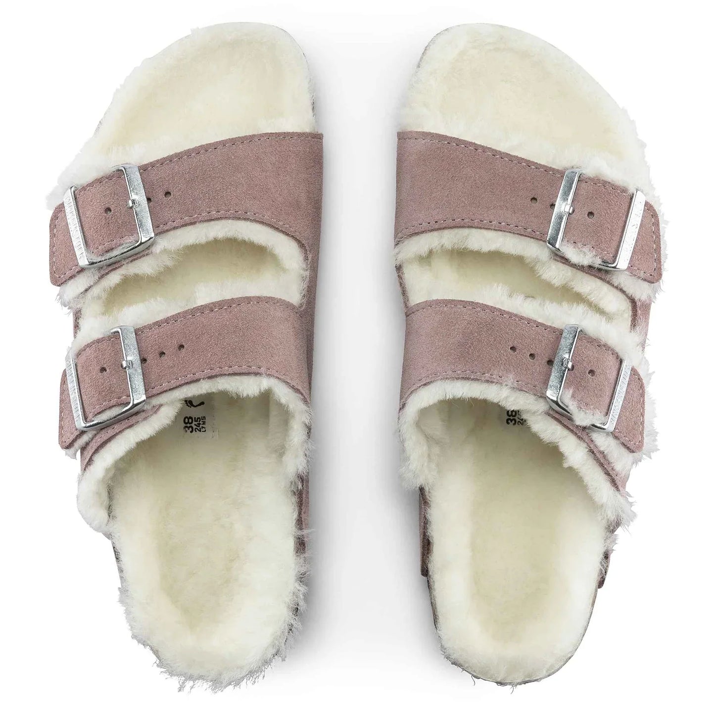 Birkenstock Arizona Shearling Suede Leather Soft Mauve Sandals