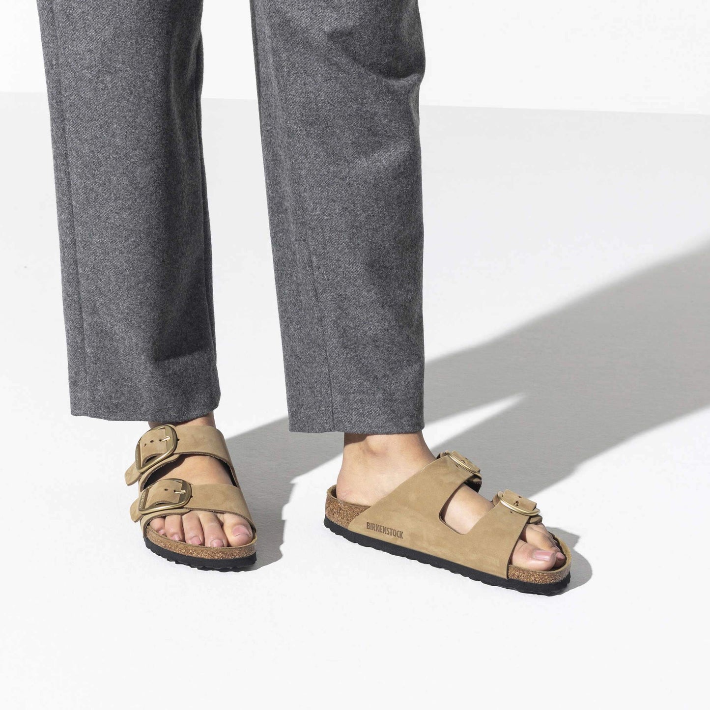 Birkenstock Arizona Big Buckle Nubuck Leather Mud Green Sandals