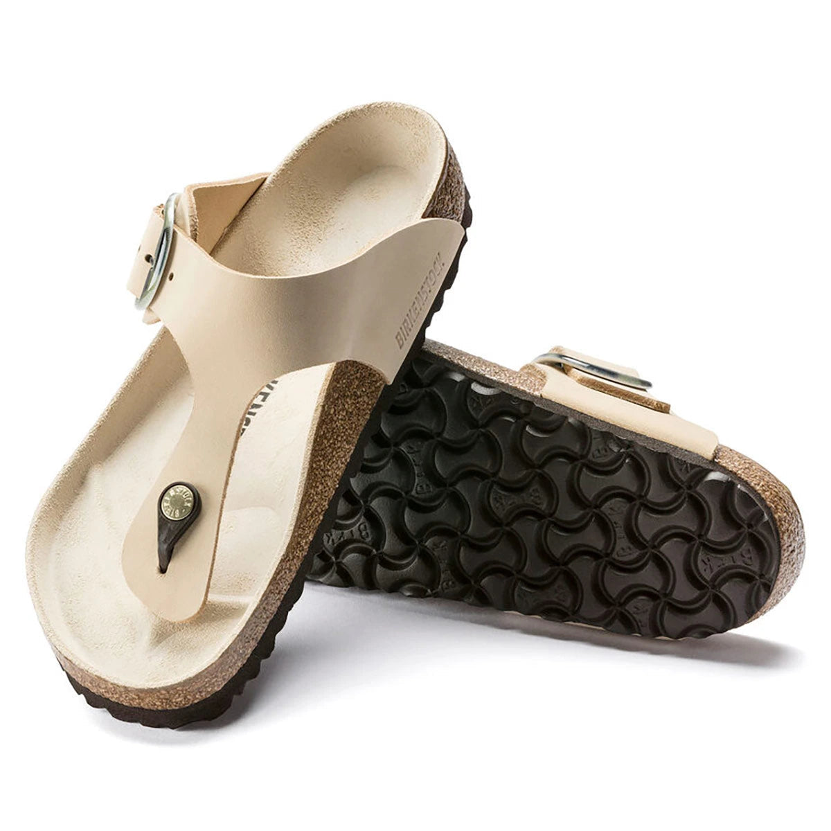 Birkenstock Gizeh Big Buckle Nubuck Leather Almond Sandals