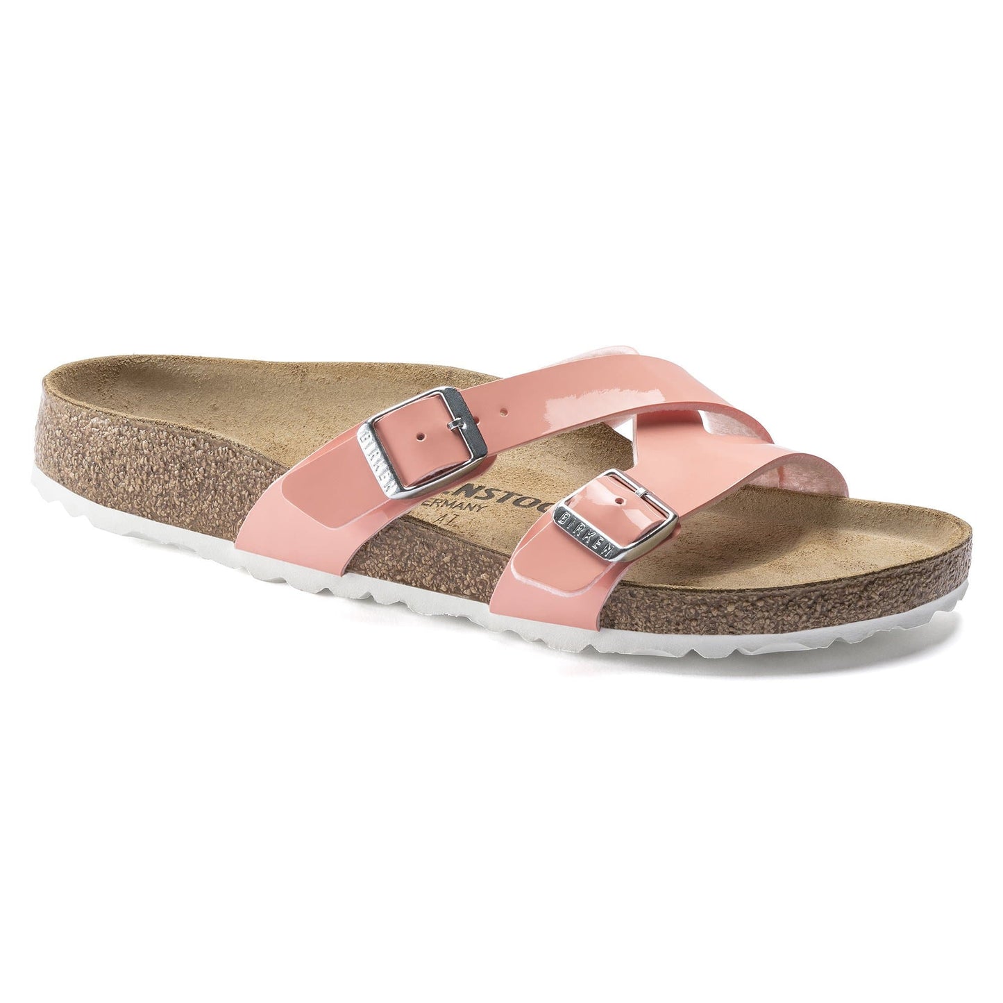 Birkenstock Women's Yao Balance Birko-Flor Patent Coral Peach Sandals