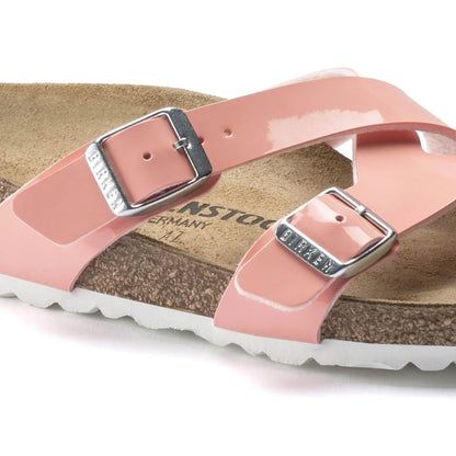 Birkenstock Women's Yao Balance Birko-Flor Patent Coral Peach Sandals
