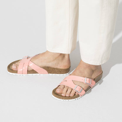 Birkenstock Women's Yao Balance Birko-Flor Patent Coral Peach Sandals