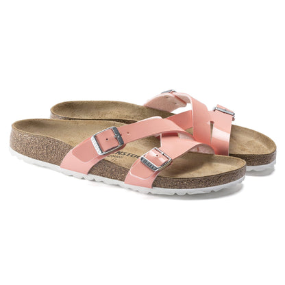 Birkenstock Women's Yao Balance Birko-Flor Patent Coral Peach Sandals