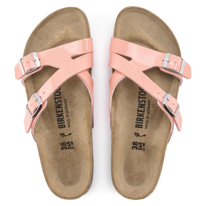 Birkenstock Women's Yao Balance Birko-Flor Patent Coral Peach Sandals