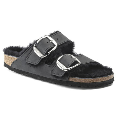 Birkenstock Unisex Arizona Big Buckle Shearling Oiled Leather Black
