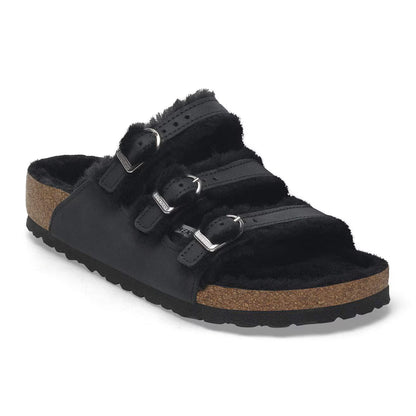Birkenstock Unisex Florida Fresh Shearling Natural Leather Black