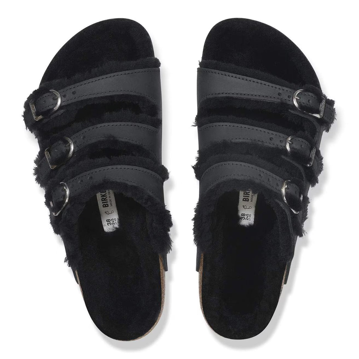 Birkenstock Unisex Florida Fresh Shearling Natural Leather Black