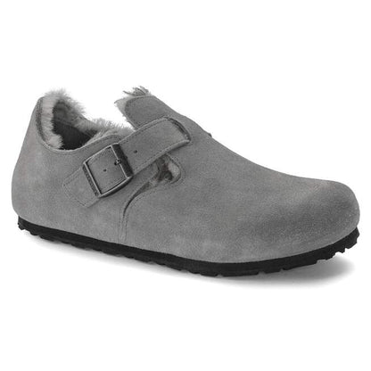 Birkenstock Unisex London Shearling Suede Leather Whale Gray