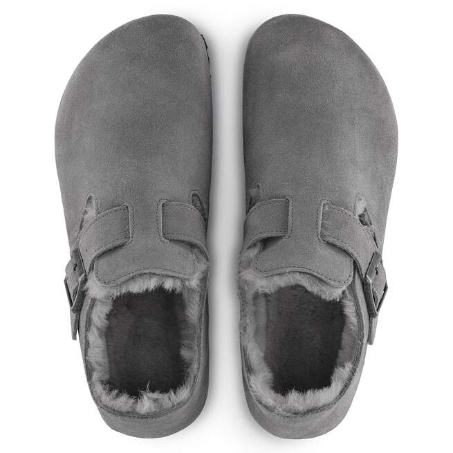 Birkenstock Unisex London Shearling Suede Leather Whale Gray