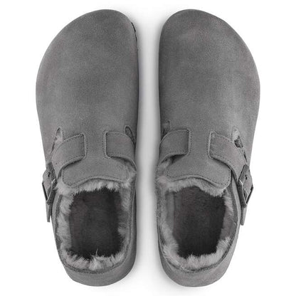 Birkenstock Unisex London Shearling Suede Leather Whale Gray