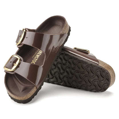 Birkenstock Arizona Big Buckle Natural Leather Patent High Shine Chocolate