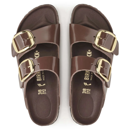 Birkenstock Arizona Big Buckle Natural Leather Patent High Shine Chocolate