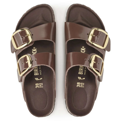 Birkenstock Unisex Arizona Big Buckle Natural Leather Patent High Shine Chocolate
