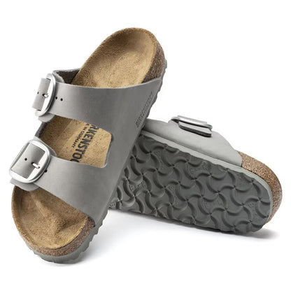Birkenstock Arizona Big Buckle Nubuck Leather Gold Buckle Dove Gray