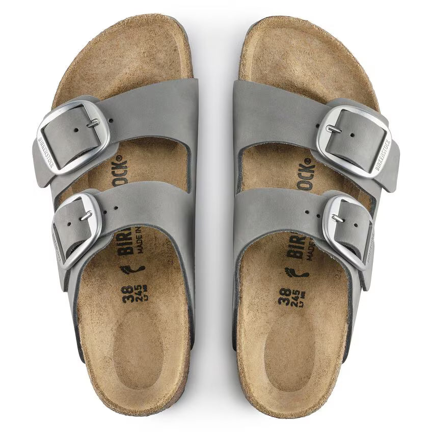 Birkenstock Arizona Big Buckle Nubuck Leather Gold Buckle Dove Gray