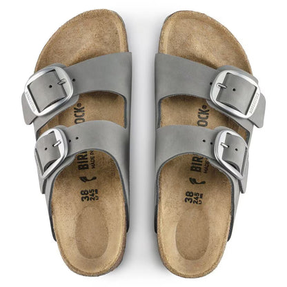 Birkenstock Arizona Big Buckle Nubuck Leather Gold Buckle Dove Gray