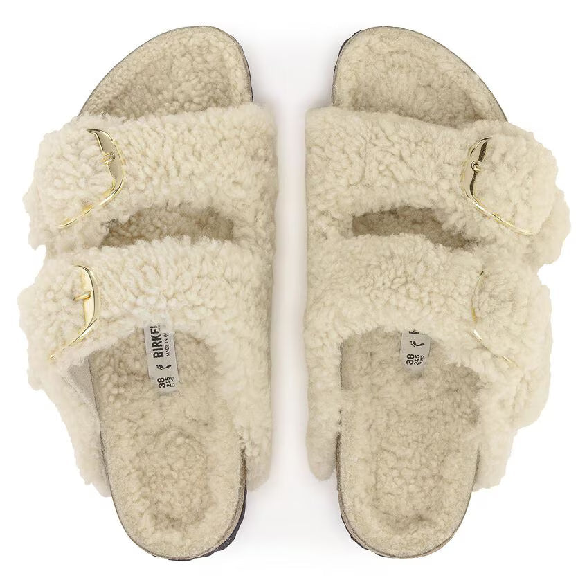 Birkenstock Arizona Big Buckle Shearling Teddy Eggshell