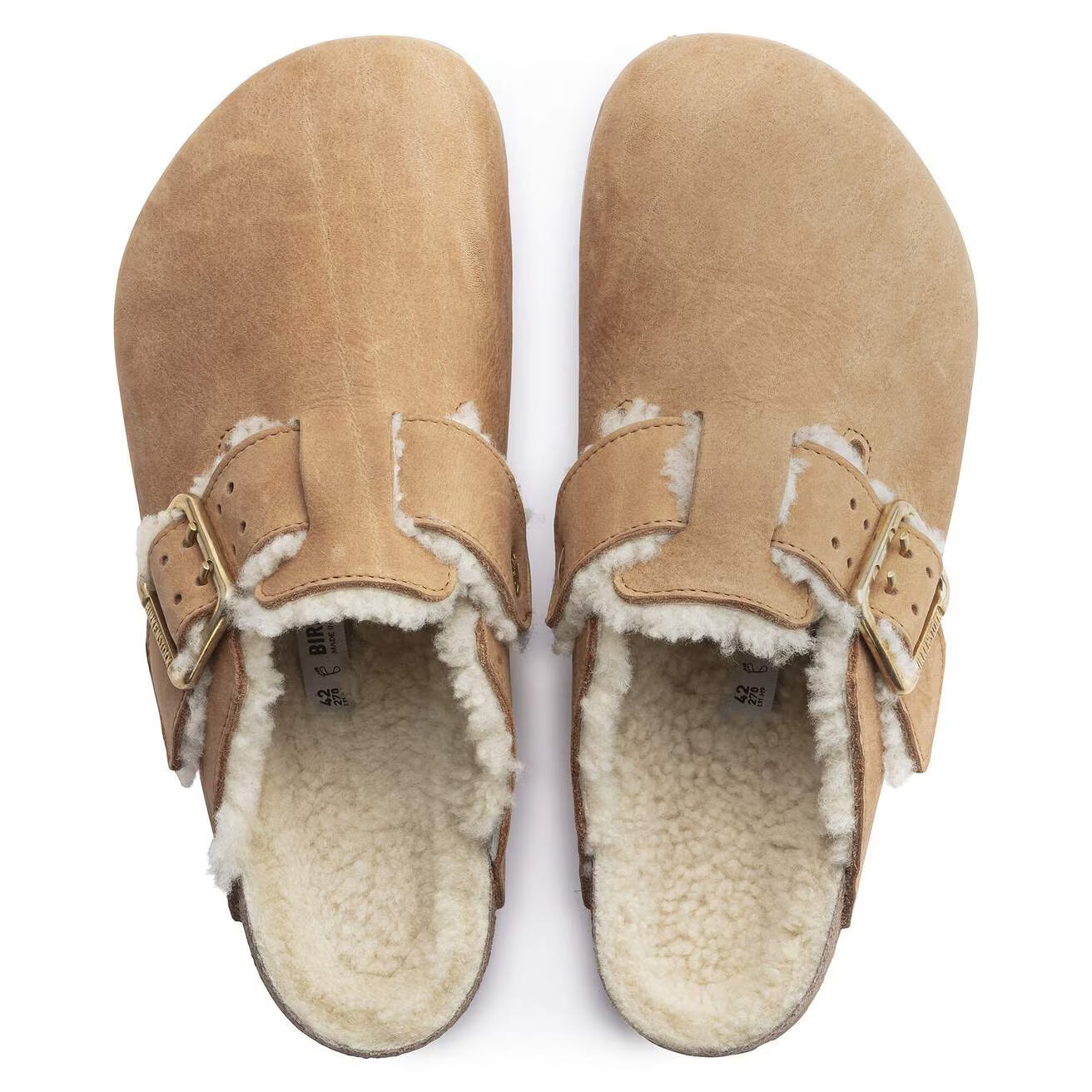 Birkenstock Unisex Boston Bold Shearling Natural Leather Cognac