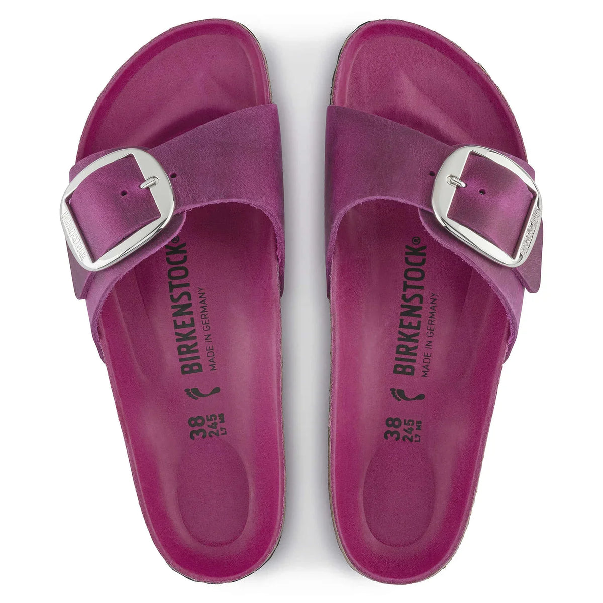 Birkenstock Madrid Big Buckle Natural Oiled Leather Festival Fuchsia