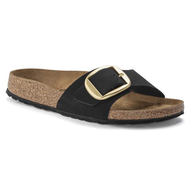 Birkenstock Unisex Madrid Big Buckle Nubuck Leather Black