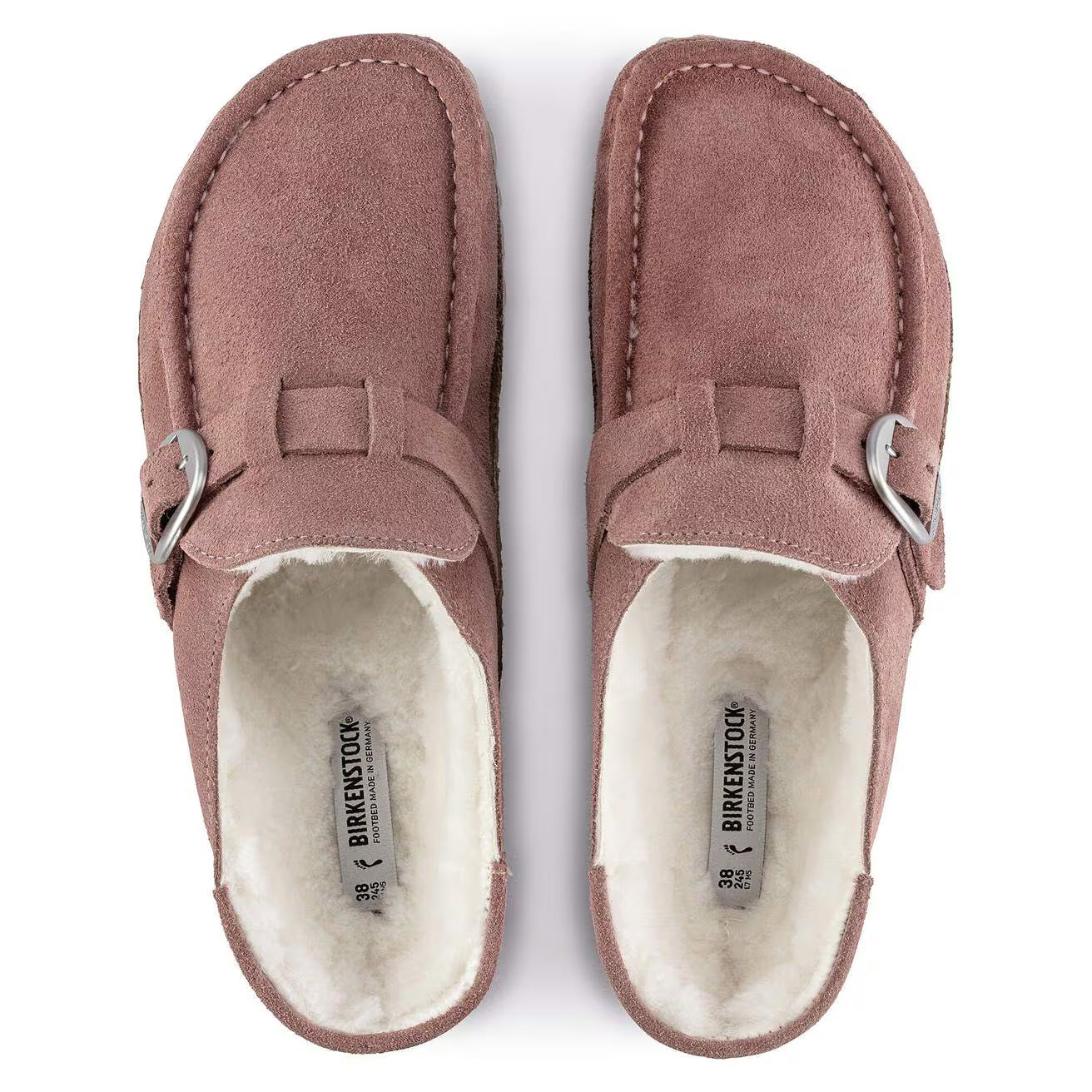 Birkenstock Unisex Buckley Shearling Suede Leather Pink Clay