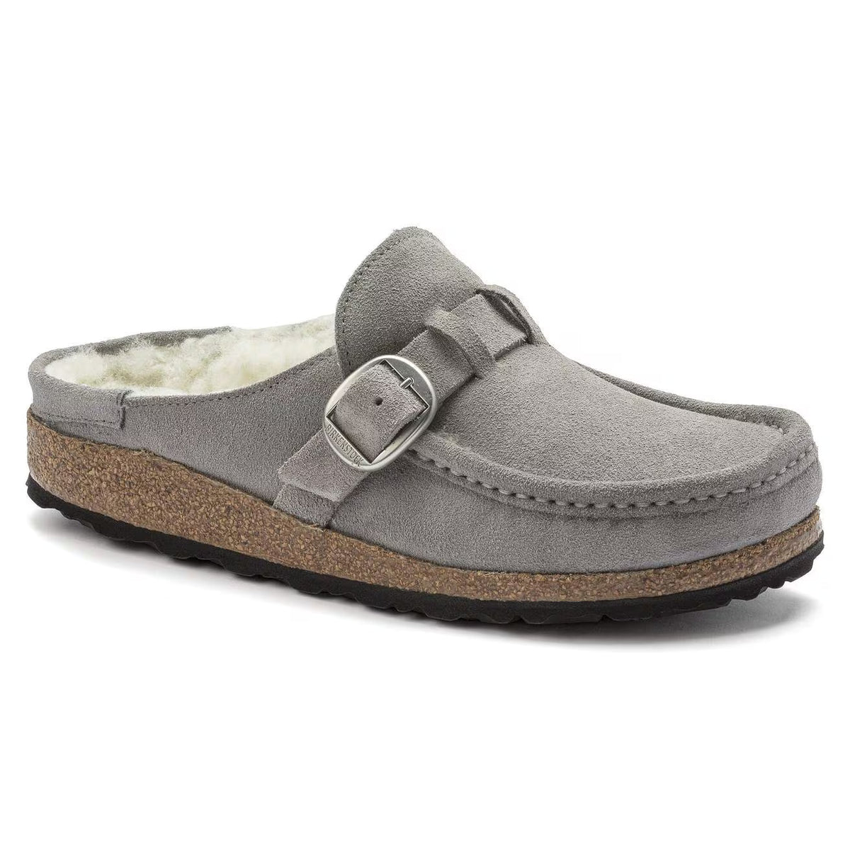 Birkenstock Unisex Buckley Shearling Suede Leather Stone Coin