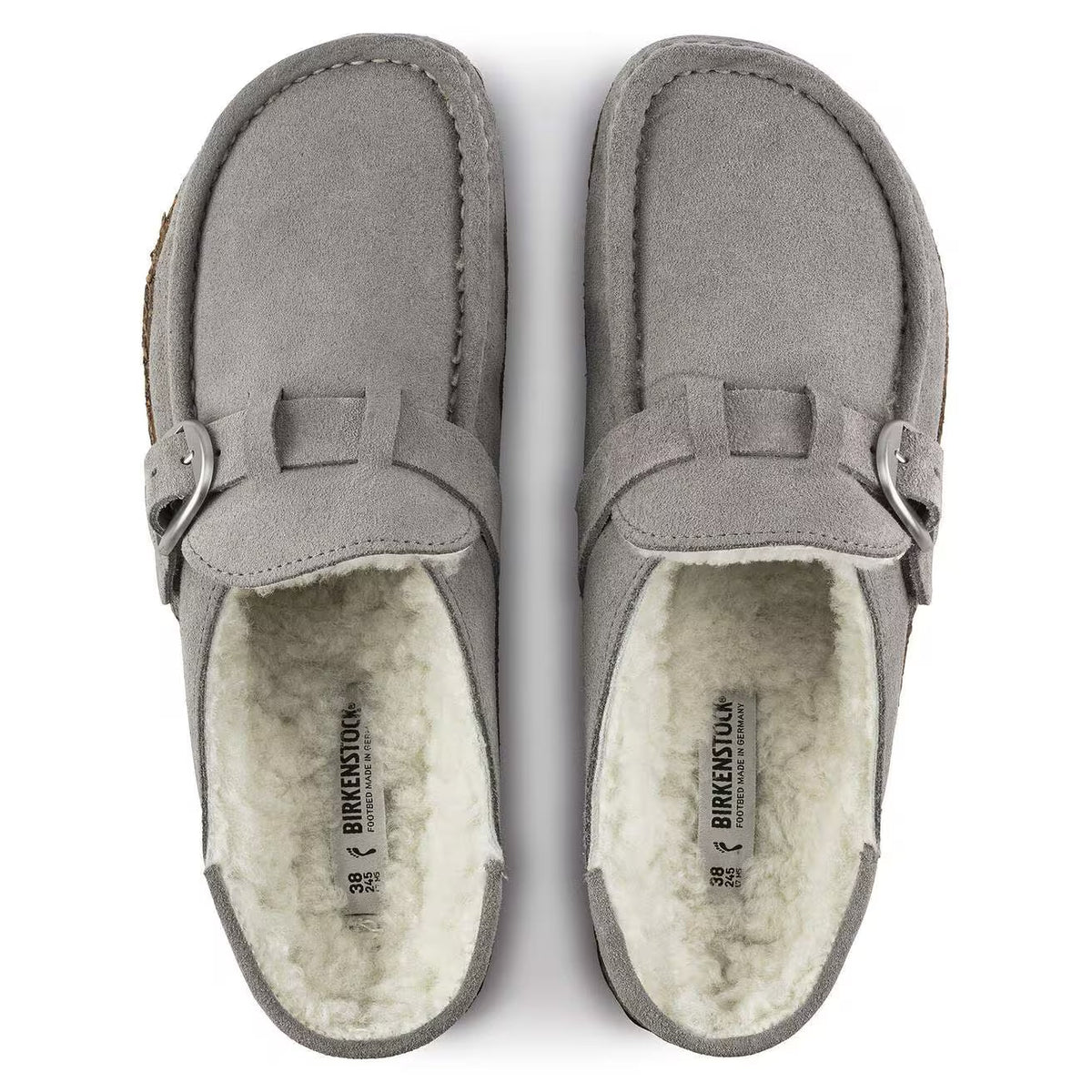 Birkenstock Unisex Buckley Shearling Suede Leather Stone Coin