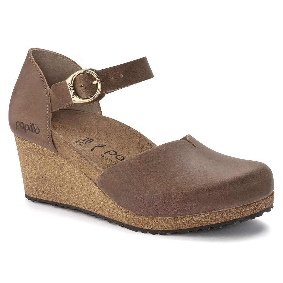 Birkenstock Unisex Mary Ring Buckle Natural Leather Cognac