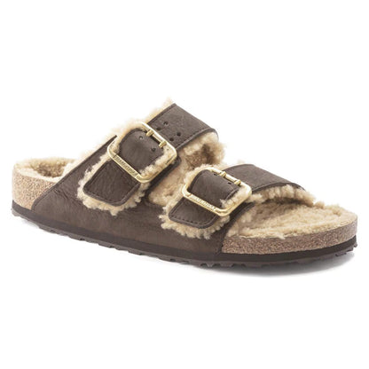 Birkenstock Unisex Arizona Bold Shearling Natural Leather Espresso
