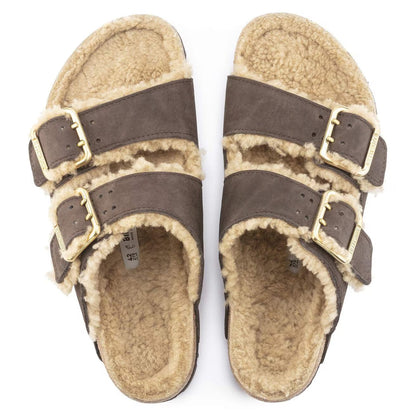 Birkenstock Unisex Arizona Bold Shearling Natural Leather Espresso