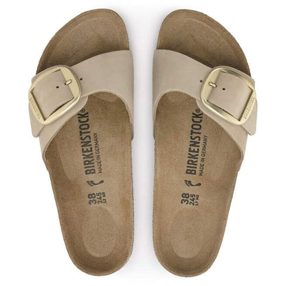 Birkenstock Unisex Madrid Big Buckle Nubuck Leather Sandcastle
