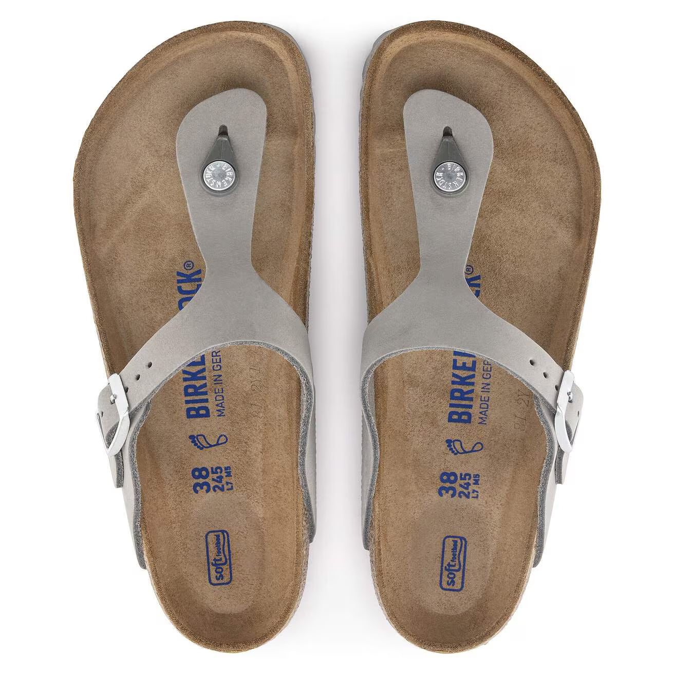 Birkenstock Unisex Gizeh Pap Nubuck Leather Dove Gray