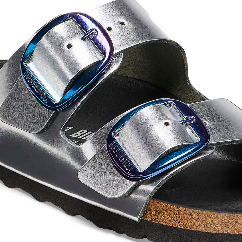 Birkenstock Arizona Big Buckle Natural Leather Metallic Silver