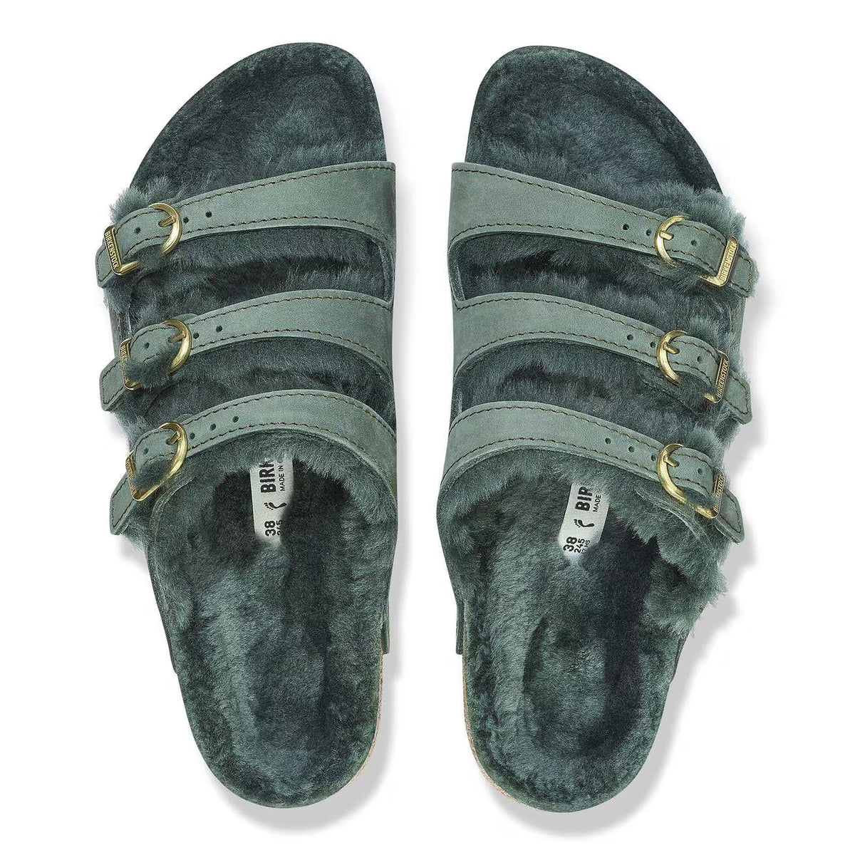 Birkenstock Unisex Florida Fresh Shearling Nubuck Leather Thyme