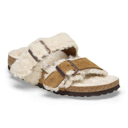 Birkenstock Unisex Arizona Split Teddy Parts Rivet Logo Suede Leather Fur Mink