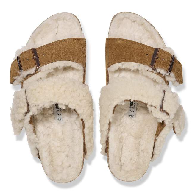 Birkenstock Unisex Arizona Split Teddy Parts Rivet Logo Suede Leather Fur Mink