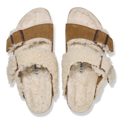 Birkenstock Unisex Arizona Split Teddy Parts Rivet Logo Suede Leather Fur Mink