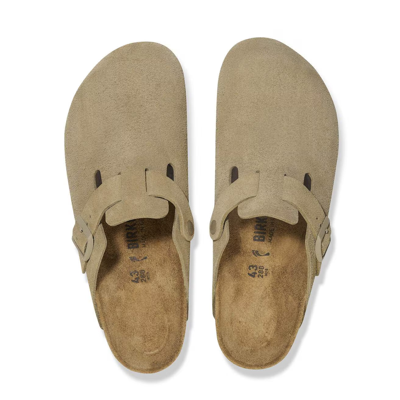 Birkenstock Unisex Boston Bs Suede Leather Faded Khaki