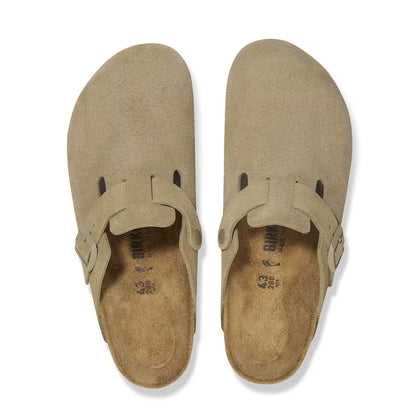 Birkenstock Unisex Boston Bs Suede Leather Faded Khaki