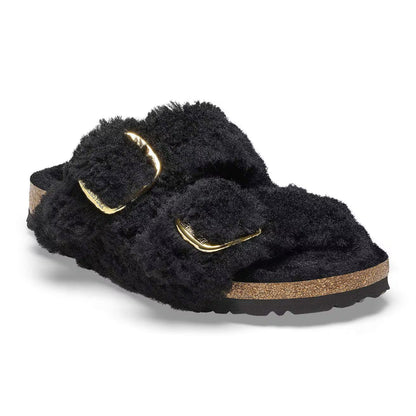 Birkenstock Unisex Arizona Big Buckle Shearling Black Gold