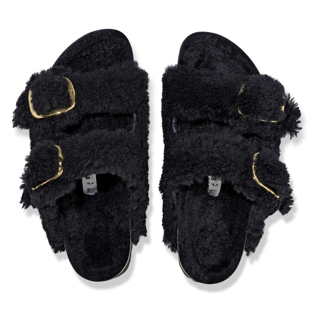 Birkenstock Unisex Arizona Big Buckle Shearling Black Gold