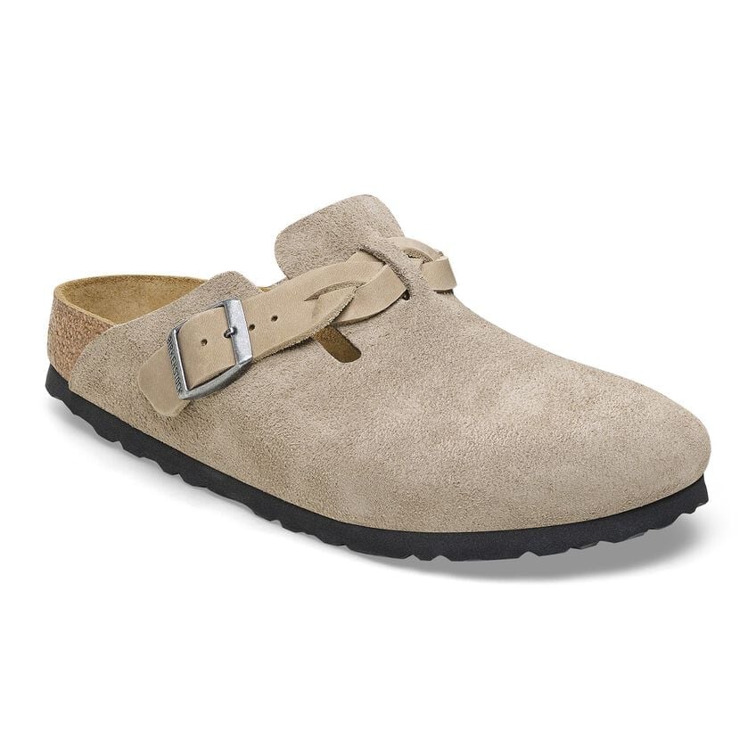 Birkenstock Unisex Boston Braided Suede Leather Taupe