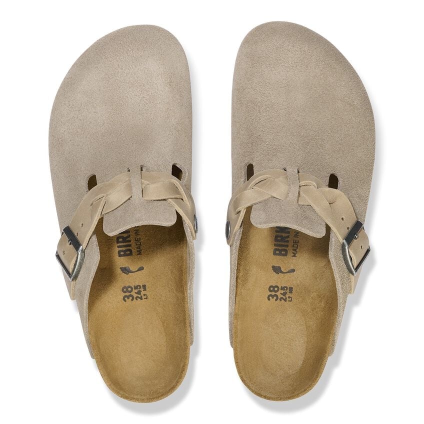 Birkenstock Unisex Boston Braided Suede Leather Taupe