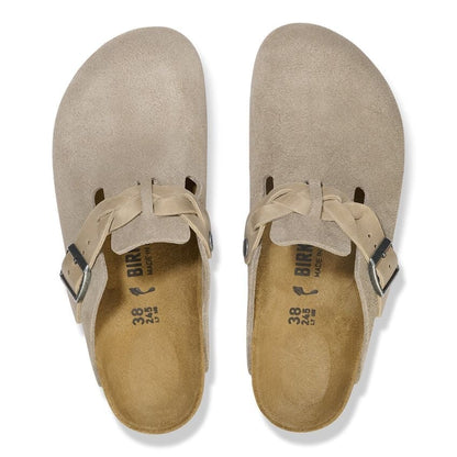 Birkenstock Unisex Boston Braided Suede Leather Taupe