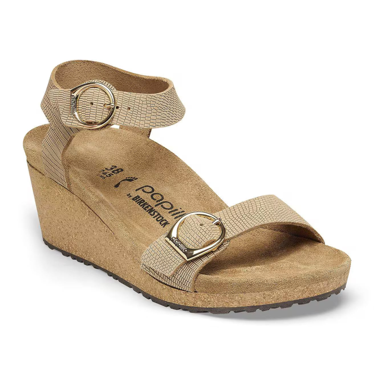 Birkenstock Unisex Soley Ring Buckle Nubuck Leather Embossed Sandcastle