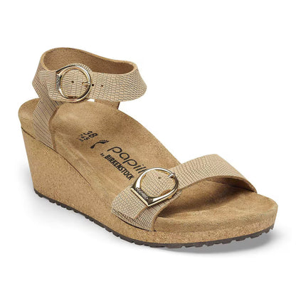 Birkenstock Unisex Soley Ring Buckle Nubuck Leather Embossed Sandcastle