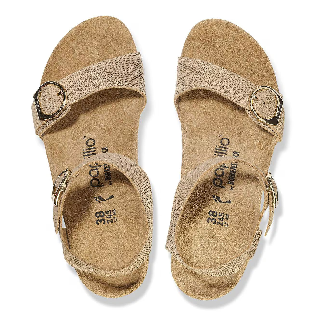 Birkenstock Unisex Soley Ring Buckle Nubuck Leather Embossed Sandcastle