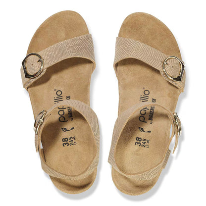 Birkenstock Unisex Soley Ring Buckle Nubuck Leather Embossed Sandcastle