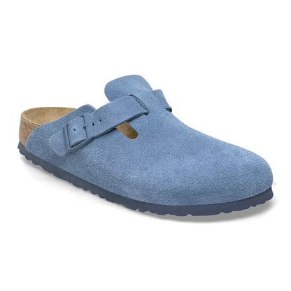 Birkenstock Unisex Boston Soft Footbed Suede Leather Elemental Blue