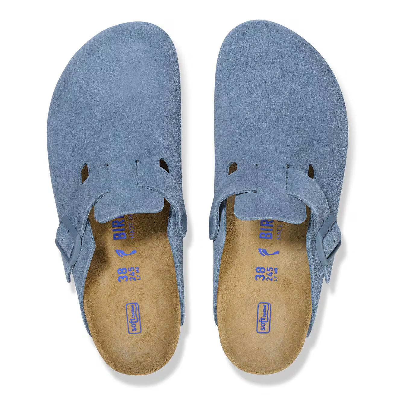 Birkenstock Unisex Boston Soft Footbed Suede Leather Elemental Blue